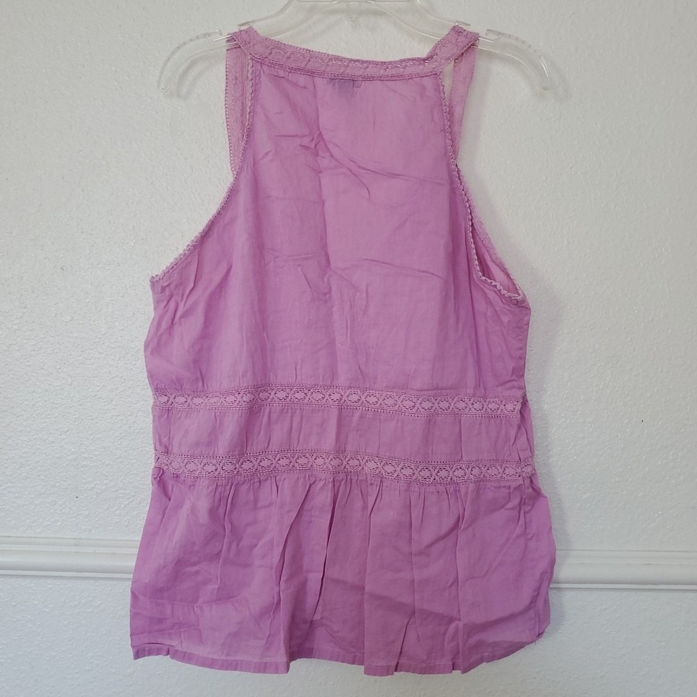 United Colors of Benetton Purple Crochet Lace Trim Button Front Tank Top Size M - Picture 9 of 16